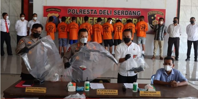 Polresta Deli Serdang Ringkus 9 Anggota Genk Motor GH Pengerusak Cafe Pos Tiga Galang