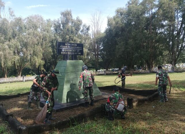 Peringati HUT RI Ke-77, Koramil 03/Mandau Goro di Monumen Korban Perang Dunia II