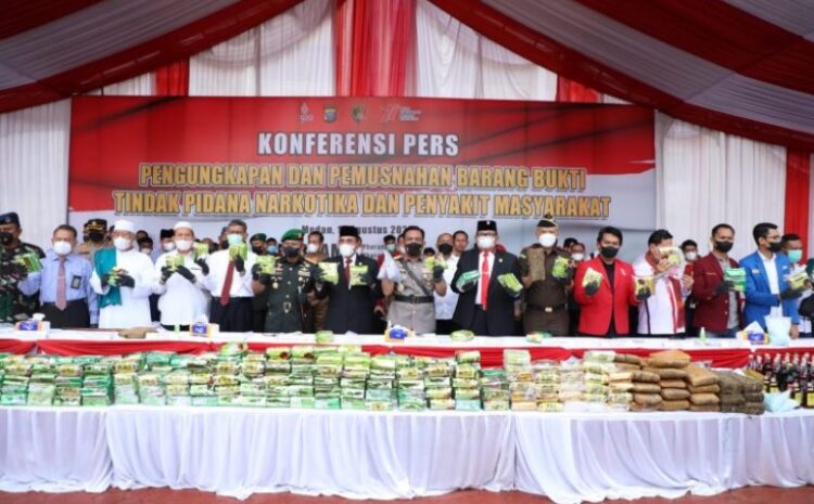 Bukti Komitmen Kapolda Sumut Berantas Narkoba, Ratusan Kilo Sabu, Ganja dan Ekstasi Dimusnahkan