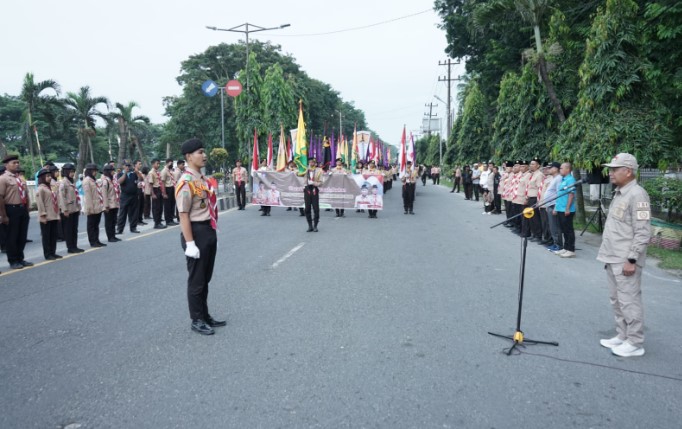  Bupati Asahan Lepas Kirab Tangkal Napza Kwartil Daerah Gerakan Pramuka Sumut