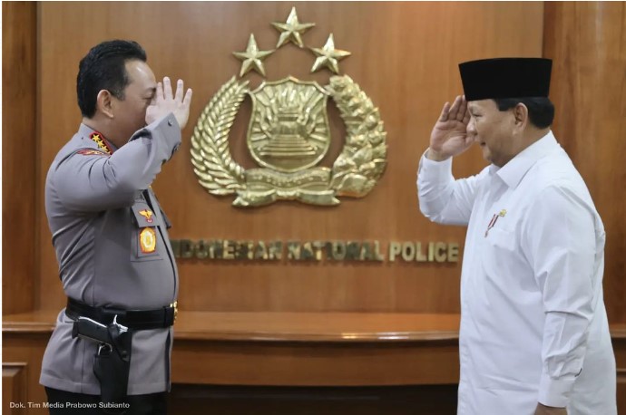 Perkuat TNI-Polri, Menteri Pertahanan Prabowo Subianto Kunjungi Mabes Polri