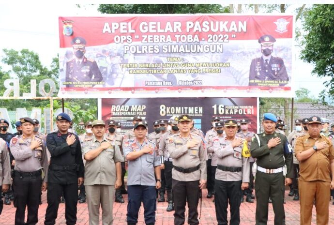  Kapolres Simalungun Pimpin Apel Gelar Pasukan Operasi Zebra Toba 2022