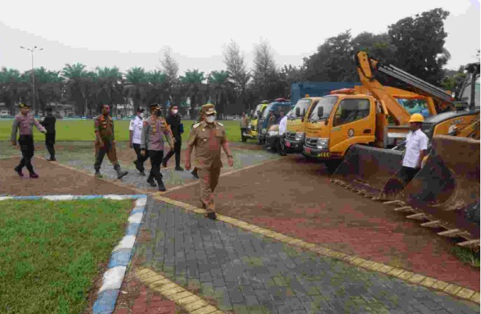  Polresta Deli Serdang Bersama Pemkab Gelar Apel Kesiapsiagaan Penanggulangan Bencana