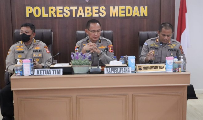  Penelitian Strategi Penanganan Dumas, Tim Puslitbang Polri Kunjungi Polrestabes Medan