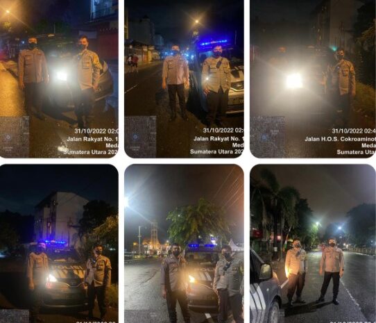  Jaga Kamtibmas, Polsek Medan Timur Gelar Patroli Blue Light