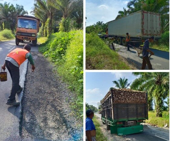 Dilintasi Kenderaan Over Tonase Lebih 30 Ton, Dinas PUPR Perbaiki Jalan Desa Sei Parit