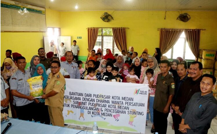  Bantu Penanganan Stunting, PUD Pasar Medan Salurkan 190 Kg Beras Hingga 32 Kotak Susu ke Kelurahan Pekan Labuhan