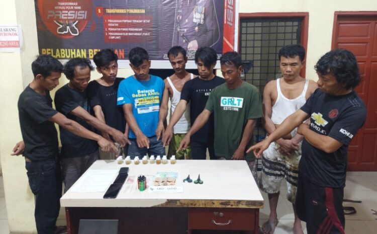 GKN di Kampung Kolam, Polres Pelabuhan Belawan Tangkap 1 Bandar dan 7 Pemakai Sabu