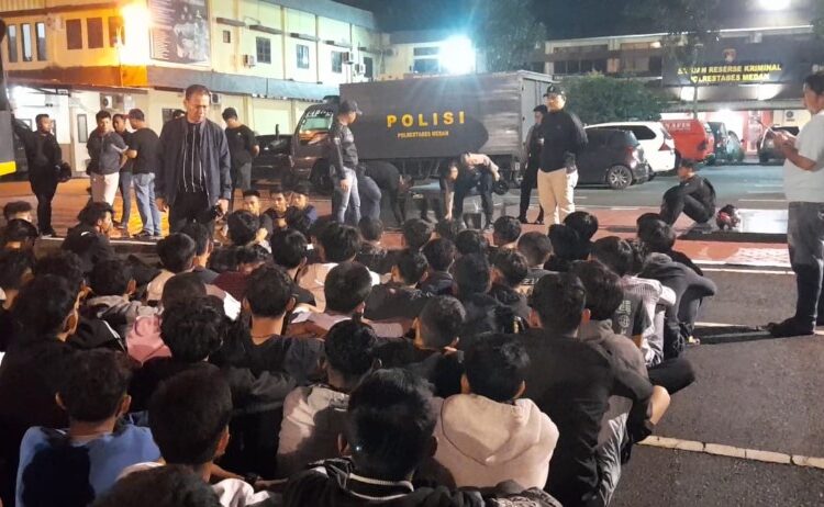  Polrestabes Medan Amankan Puluhan Remaja dan Sepeda Motor dari Jalan Karya Ujung