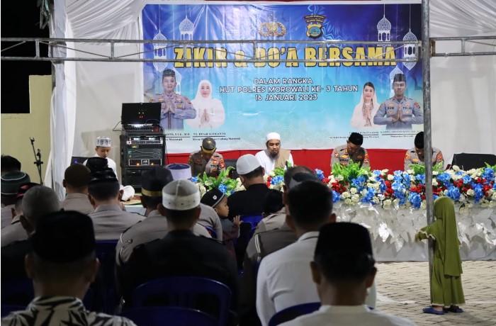 Peringati HUT Ke- 3, Polres Morowali Gelar Zikir dan Doa Bersama