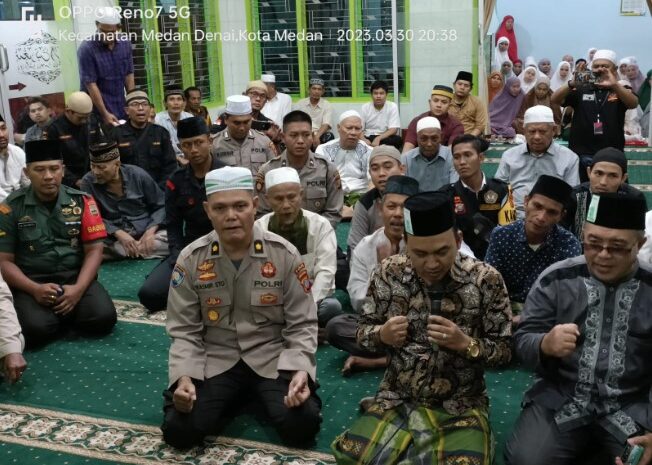 Safari Ramadhan Ar-Raudhah Polda Sumut Disambut Antusias Jemaah Mesjid Baiturrahim