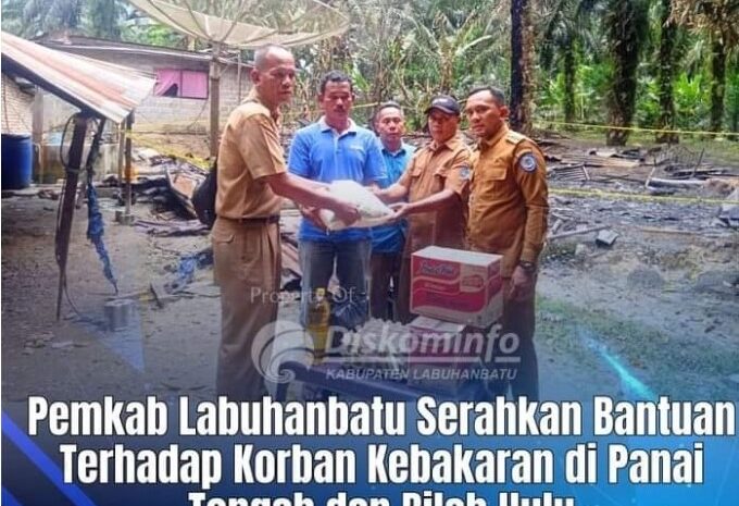  Tinjau Kebakaran di 3 Desa, Dinsos Labuhanbatu Salurkan Bantuan Sembako dan Material Bangunan