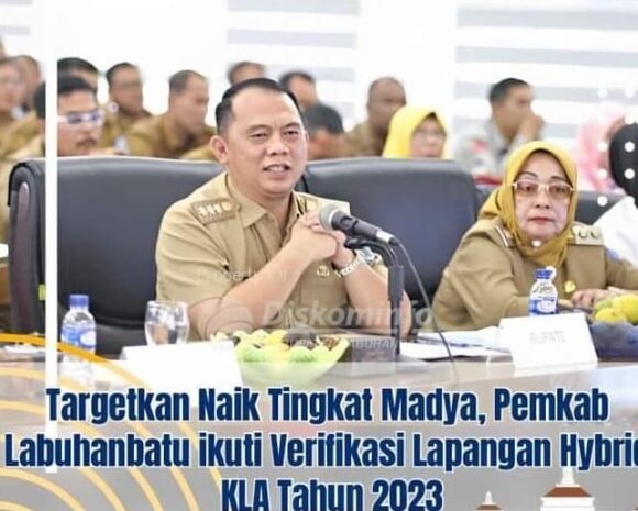  Bupati Labuhanbatu Ikuti Evaluasi dan VLH Kabupaten Layak Anak Tahun 2023