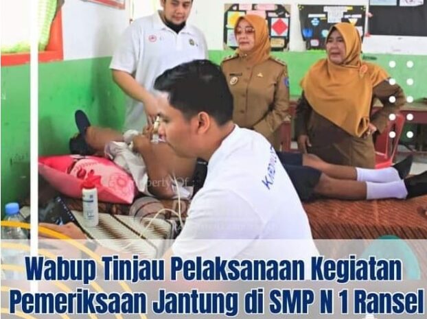 Bersama Departemen PJPD FK USU, Wabup Labuhanbatu Tinjau Pelaksanaan Pemeriksaan Jantung di SMPN 1 Ransel