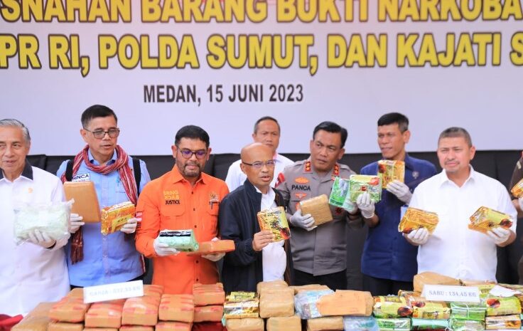 Polda Sumut, DPR RI dan Kejatisu Musnahkan Barang Bukti Narkoba dan Judi