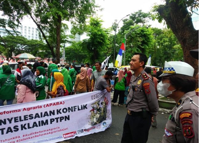  Dikawal Polrestabes Medan, Demo Massa Pejuang Agraria di DPRD Sumut Berlangsung Kondusif