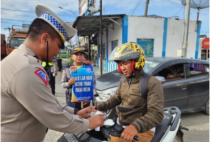  Ops Zebra Toba 2023, Satlantas Polres Batubara Imbau Gunakan Helm SNI Saat Berkendara