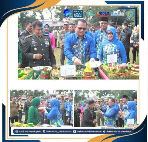 Di Peringatan Hut TNI Ke-78, Bupati dan Wabup Labuhanbatu Berikan Kejutan Nasi Tumpeng