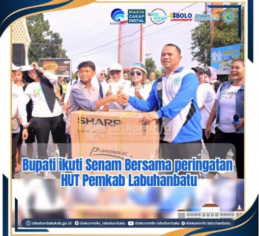 Bupati Erik Ikuti Senam Sehat Bersama Peringati Hut Pemkab Labuhanbatu Ke-78