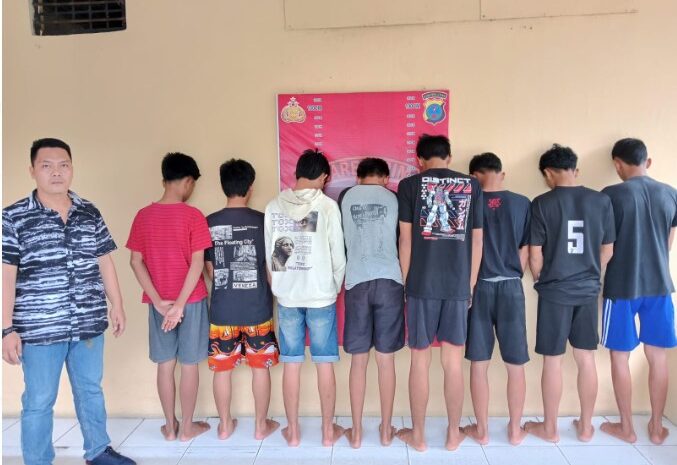  Polres Sergai Amankan 8 Remaja Terduga Anggota Geng Motor