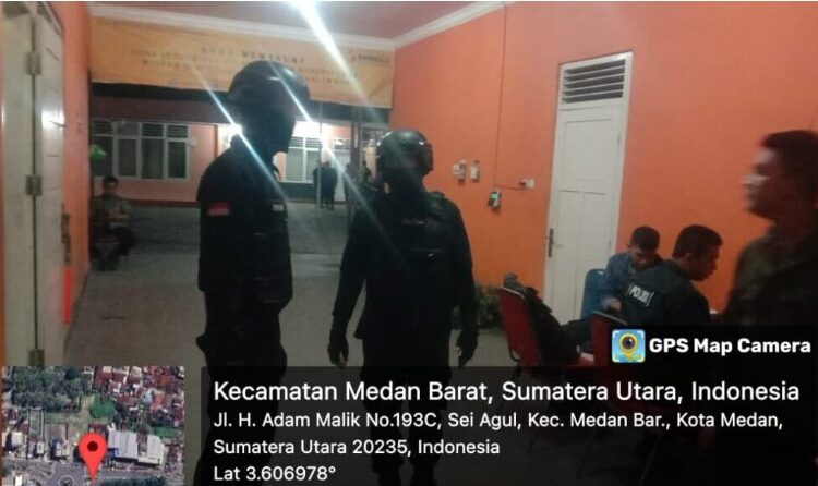 Satgas Preventif Ditsamapta Polda Sumut Patroli Malam di Kantor KPU dan Bawaslu