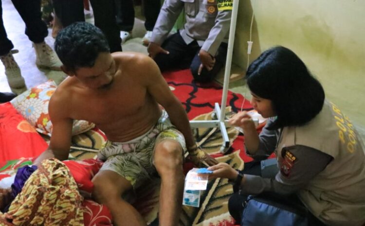 Satgas Trauma Healing Polres Labuhanbatu Kunjungi Nelayan Diterkam Buaya di Labura