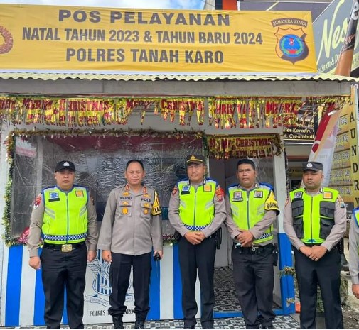  Kapolres Tanah Karo Cek Kesiapan Pos Pengamanan Ops Lilin Toba Nataru