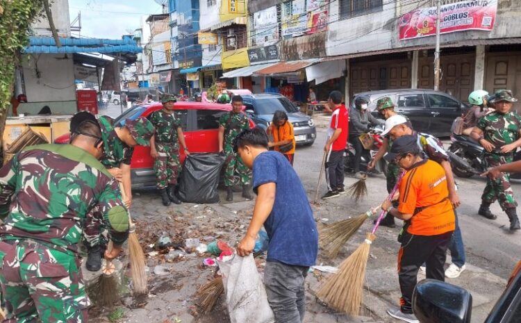  Karya Bakti TNI, Pemko Medan dan Kodim 0201/Medan Kolaborasi Bersihkan Pasar Petisah