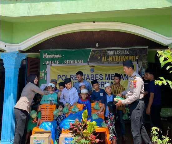  Kapolrestabes Medan Gulirkan Bantuan Nasi Bungkus di Panti Asuhan Al Marhamah