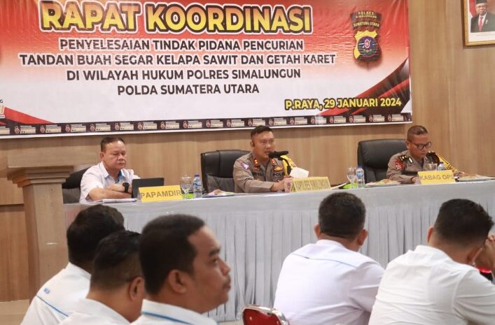  Polres Simalungun Gelar Rakor Bersama Pihak Perkebunan Atasi Pencurian TBS Kelapa Sawit dan Getah Karet