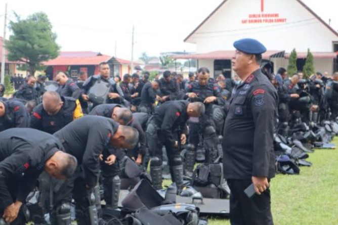 Sat Brimob Polda Sumut Latih Kemampuan PHH Amankan Pemilu