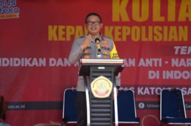 Kapolda Sumut Beri Kuliah Umum Bahaya Narkoba di Universitas Khatolik Santo Thomas