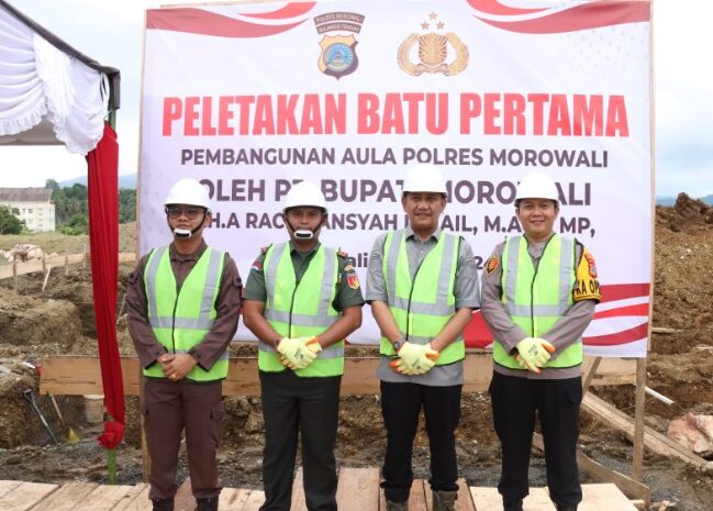 Pj Bupati Morowali, Kapolres dan Dandim 1311 Hadiri Peletakan Batu Pertama Gedung Aula Polres