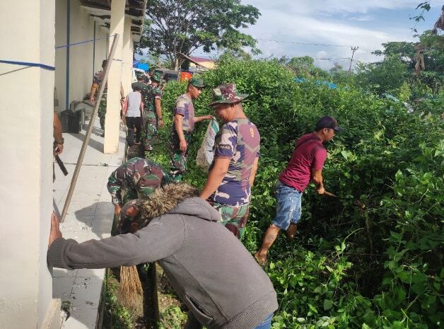  Koramil 1311-05/Mori atas Gelar Karya Bakti dan Ramah Lingkungan Bersama Polsek dan Masyarakat Desa Pamberea