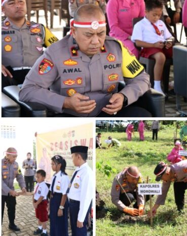 Sambut Hari Bhayangkara Ke-78, Polres Morowali Gelar Penanaman Pohon Serta Pemberian Beasiswa Kepada Siswa SD dan SMP