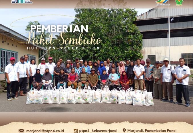 Hut PTPN Group Ke-28, Unit Kebun Marjandi Bagikan Paket Sembako Gratis