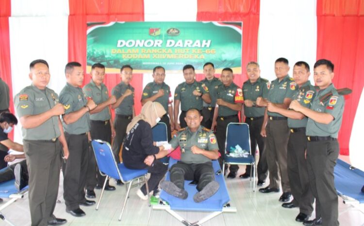 Peringati Hut Kodam XIII/Mdk Ke-66, Kodim 1311/Morowali Gelar Bakti Sosial Donor Darah