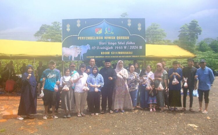 Kodim 1311/Morowali Berbagi Kebahagiaan Dengan Berbagi Daging Kurban ke Masyarakat Sekitar