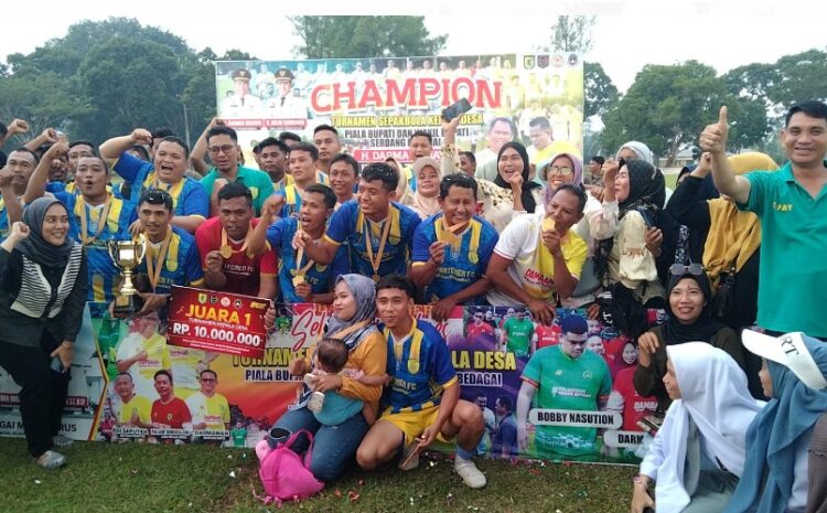  Tim Teluk mengkudu Juara Turnamen Sepakbola Piala Bupati dan Wabup Sergai