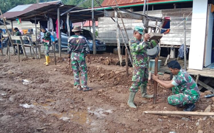  Koramil 1311-02/BS Bersama Babinsa dan Masyarakat Mulai Pengukuran Pondasi Pembangunan RTLH di Desa Padabaho