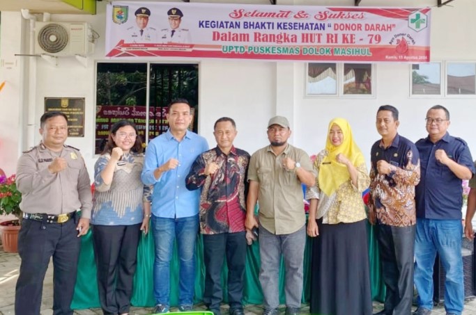  Semarakkan Hut RI, Polsek dan Puskesmas Dolok Masihul Gelar Donor Darah Perdana