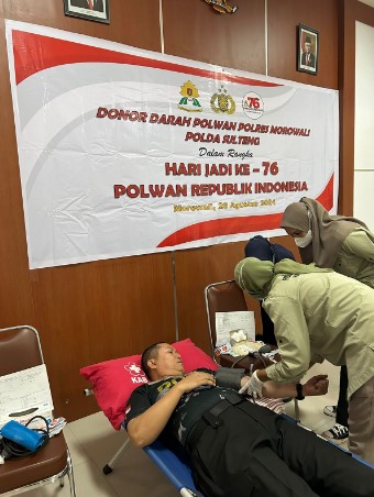  Polwan Polres Morowali Gelar Donor Darah Sambut Hari Jadi Polwan Ke-76