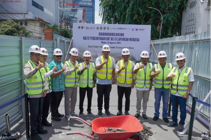  Pembangunan Halte Percontohan BRT BS 13 Lapangan Merdeka Dimulai, Bobby Nasution: Gunakan 60 Bus Listrik