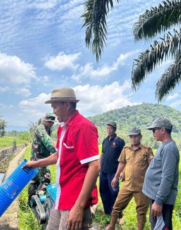  Babinsa Kodim 1311/Morowali Bantu Kelompok Tani Gunakan Pompa Bantuan Kementerian Pertanian di Desa Tiu