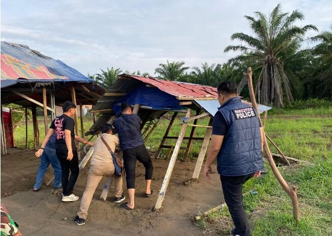  Tim Gabungan Ratakan Barak Narkoba di Kecamatan Binjai Selatan