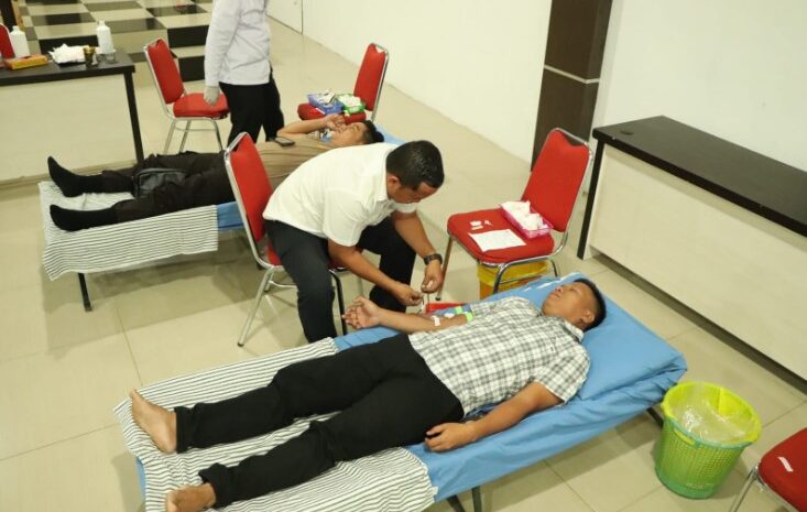  Donor Darah Serentak Sambut Hari Jadi Humas Polri Ke-73 di Polres Sergai