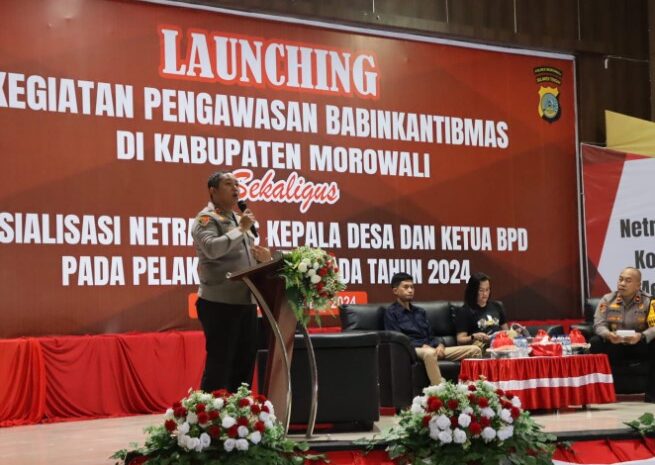  Kapolres Morowali Narasumber Launching Pengawasan Bhabinkamtibmas dan Sosialisasi Netralitas Kepala Desa serta Ketua BPD di Pilkada Morowali 2024