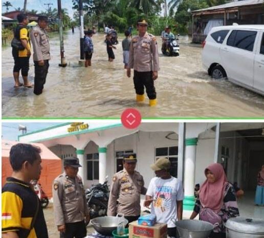  Polsek Tanjung Beringin Pantau Banjir