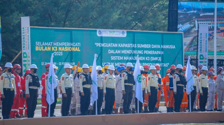  Peringati Bulan K3 Nasional 2025, Sembilan Perusahaan Industri se-Sulteng Ikut Apel Akbar di Kawasan IMIP