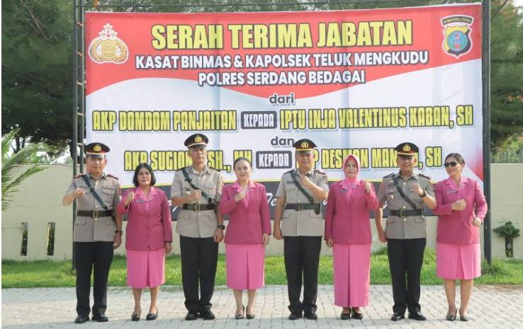  Polres Serdang Bedagai Gelar Serah Terima Jabatan Kasat Binmas dan Kapolsek Teluk Mengkudu